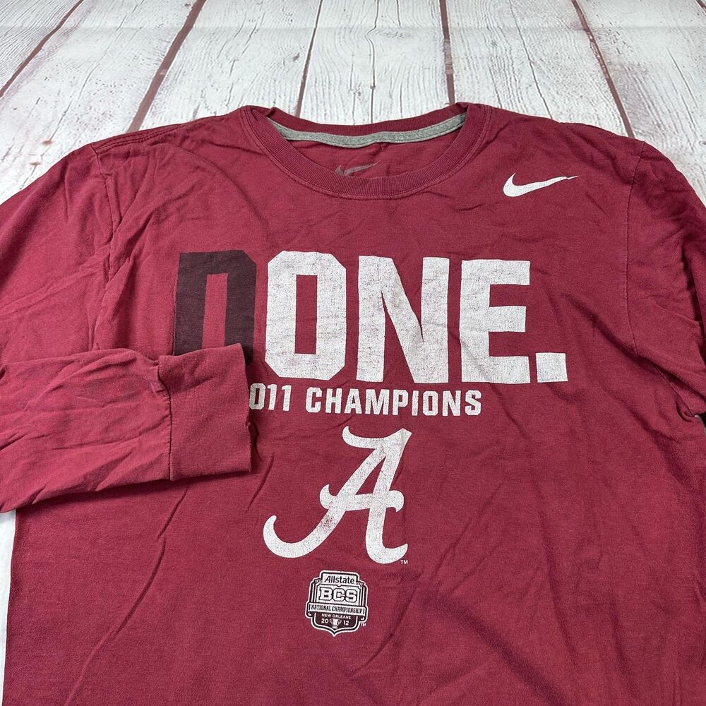 Alabama Crimson Tide Shirt Mens Medium Red 2011 Champions Nike NCAA Football